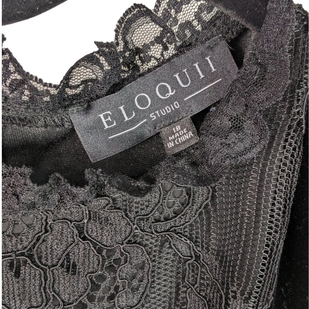 Eloquii Studio Velvet and Lace Flared Party Dress, Plus Size 18 - Picture 7 of 11